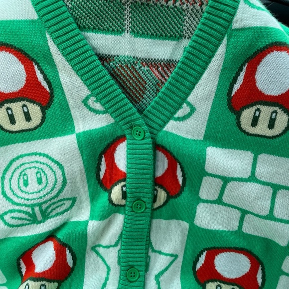 Nintendo Sweaters - Nintendo Green and Red Super Mario Knit Sweater